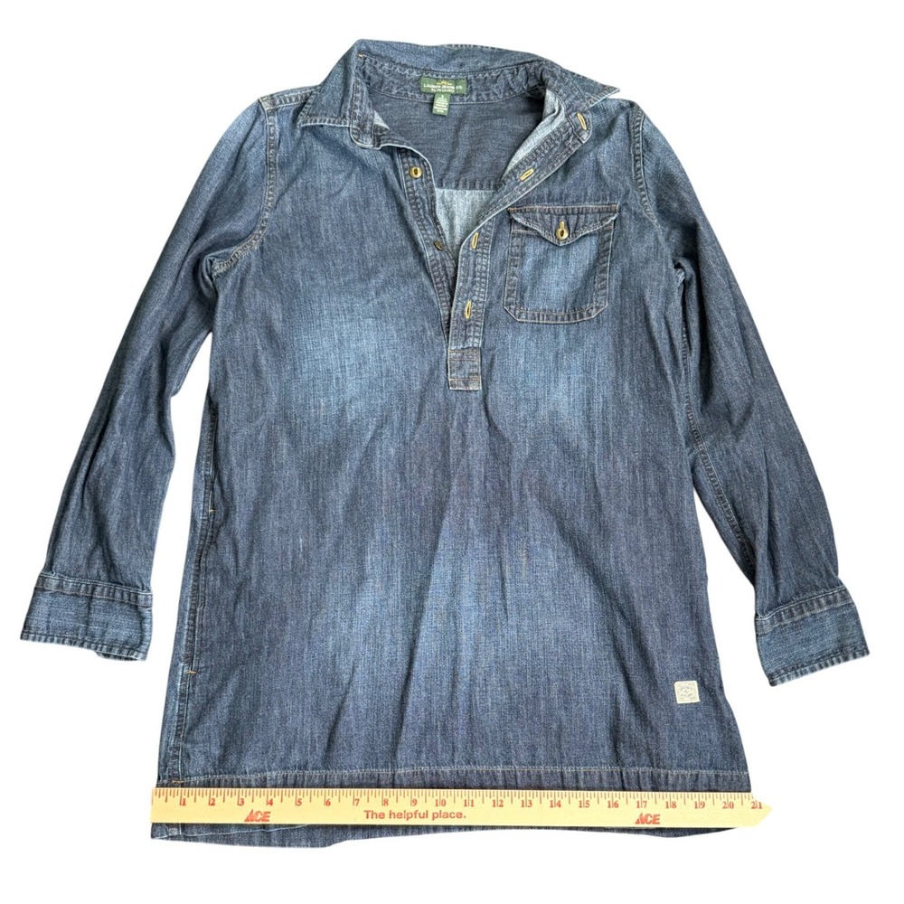 Lauren Ralph Lauren Jeans Co Blue Denim Long Sleeve Button Up Tunic Dress S